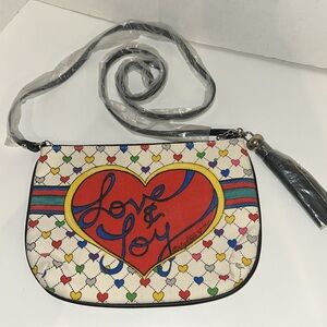 Brighton canvas Holiday Love & Joy Crossbody bag Hearts NEW